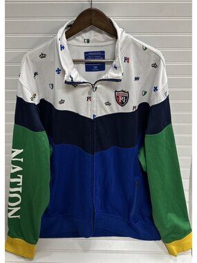 Parish Nation Jacket Mens 3XL Athletic Knit Colorblock Multicolor Full Zip Icons